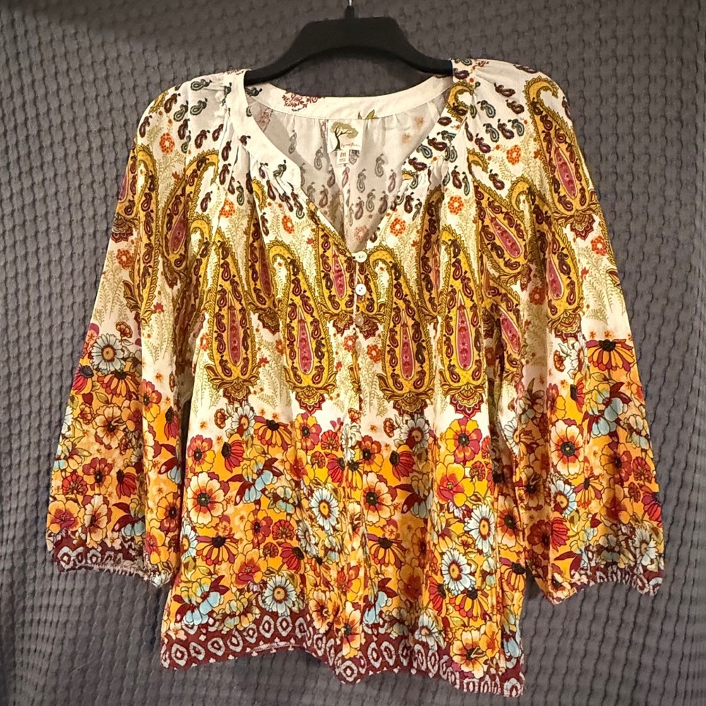 Fig and Flower Anthropologie Womens Medium Excellent Paisley Floral Boho